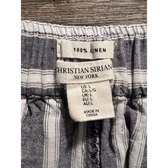 Christian Siriano New York 100% Linen Blue/White Stripe Shorts Size Large - Picture 2 of 3